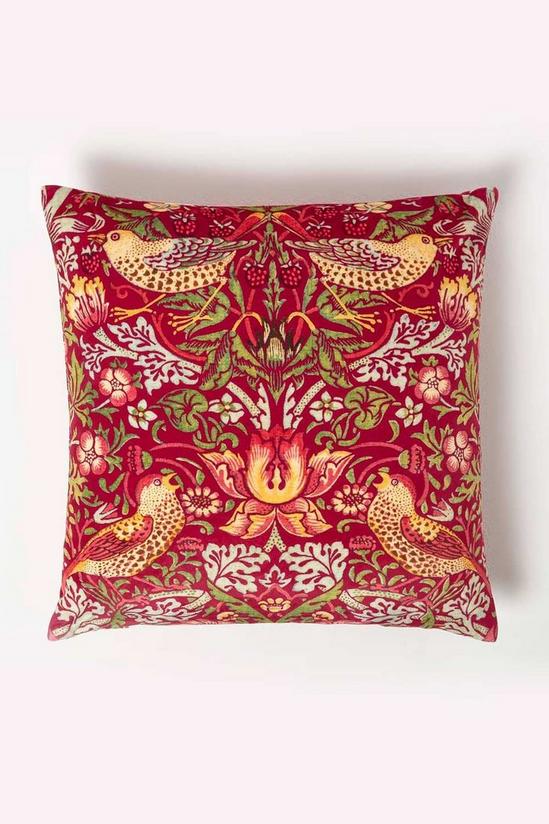 Homescapes William Morris Strawberry Thief Velvet Cushion 2