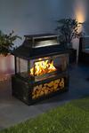 Neo Black Outdoor Fire Pit Log Burner With Mesh Surround and Storage thumbnail 1