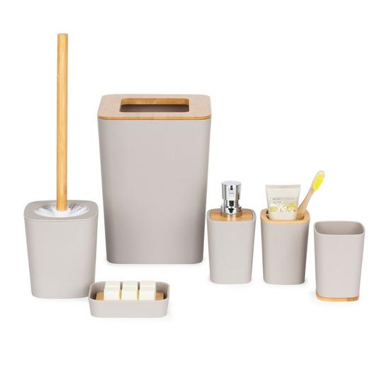 LIVIVO 6-Piece Bathroom & Sink Accessory Set with Bamboo Trim 1