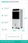 LIVIVO 12L Digital Evaporative Air Cooler with Remote Control & Timer  - White/80W thumbnail 6