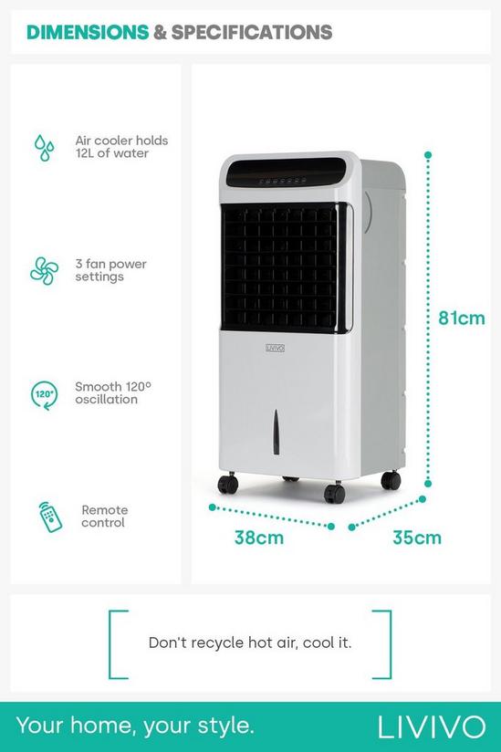 LIVIVO 12L Digital Evaporative Air Cooler with Remote Control & Timer  - White/80W 6