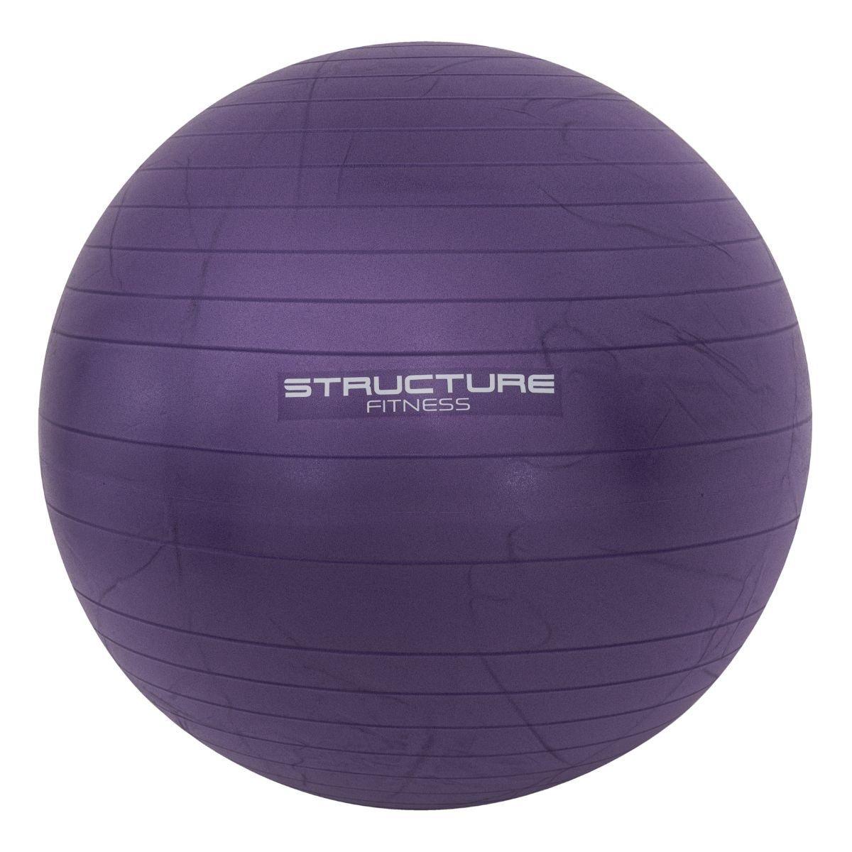 Structure Fitness (65CM, Purple) Anti Burst Yoga Exercise Gym Ball with Hand Pump 65 & 75cm Core Abs Mobility Toning