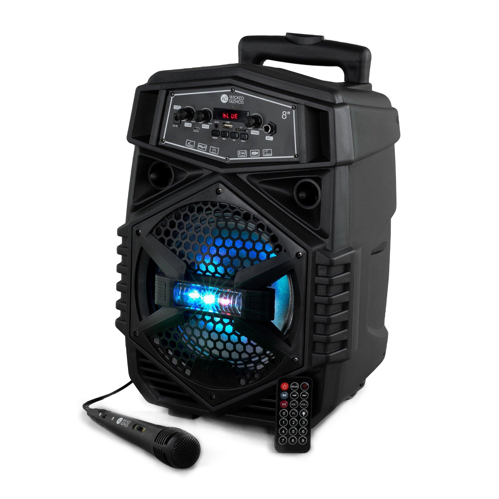 Rechargeable Karaoke Speaker: Trolley Handle, Bluetooth, AUX, Microphone & LED Lighting