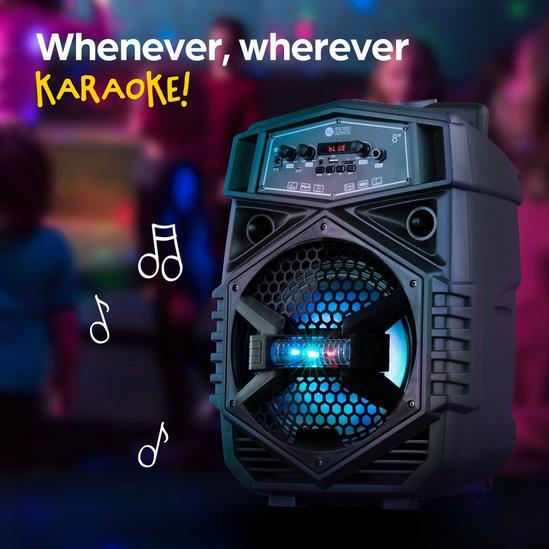 Wicked Gizmos Rechargeable Karaoke Speaker: Trolley Handle, Bluetooth, AUX, Microphone & LED Lighting 4