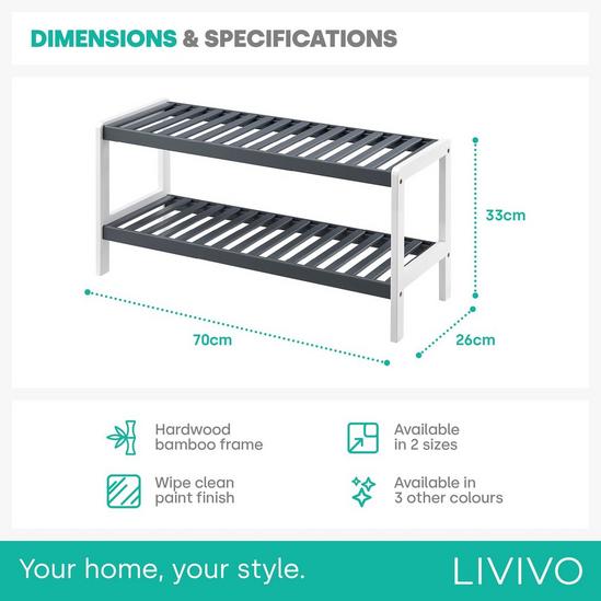 LIVIVO 2-Tier Bamboo Shoe Rack - Multipurpose Storage Stand Shelf Organizer 6