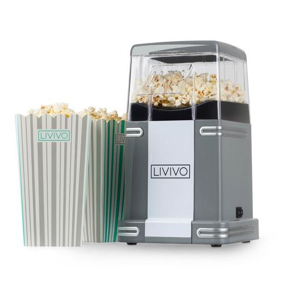 LIVIVO Retro Popcorn Maker - Delicious 1200W Free Hot Air Popped Popcorn in Style with 6 Serving Boxes & a Convenient Butter Scoop 1