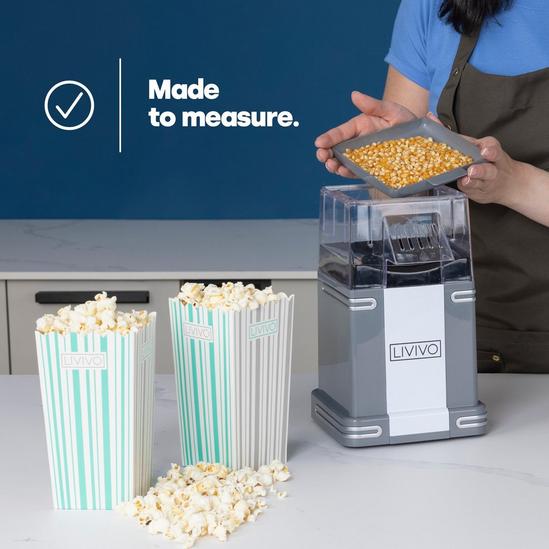 LIVIVO Retro Popcorn Maker - Delicious 1200W Free Hot Air Popped Popcorn in Style with 6 Serving Boxes & a Convenient Butter Scoop 4