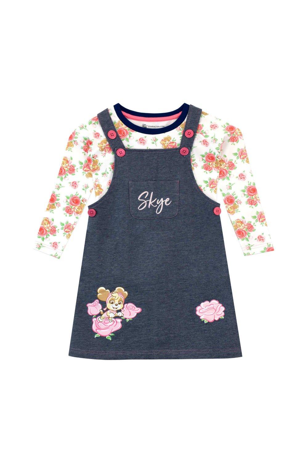 Skye Flower Print Pinafore Dress Set