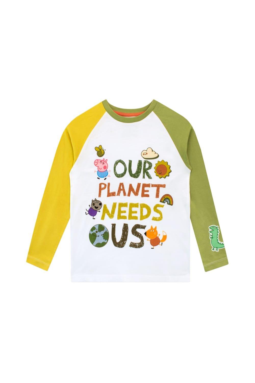 our planet needs us sustainable  george pig long sleeve top