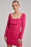 Pink Vanilla Long Sleeve Gathered Mesh Mini Dress thumbnail 1