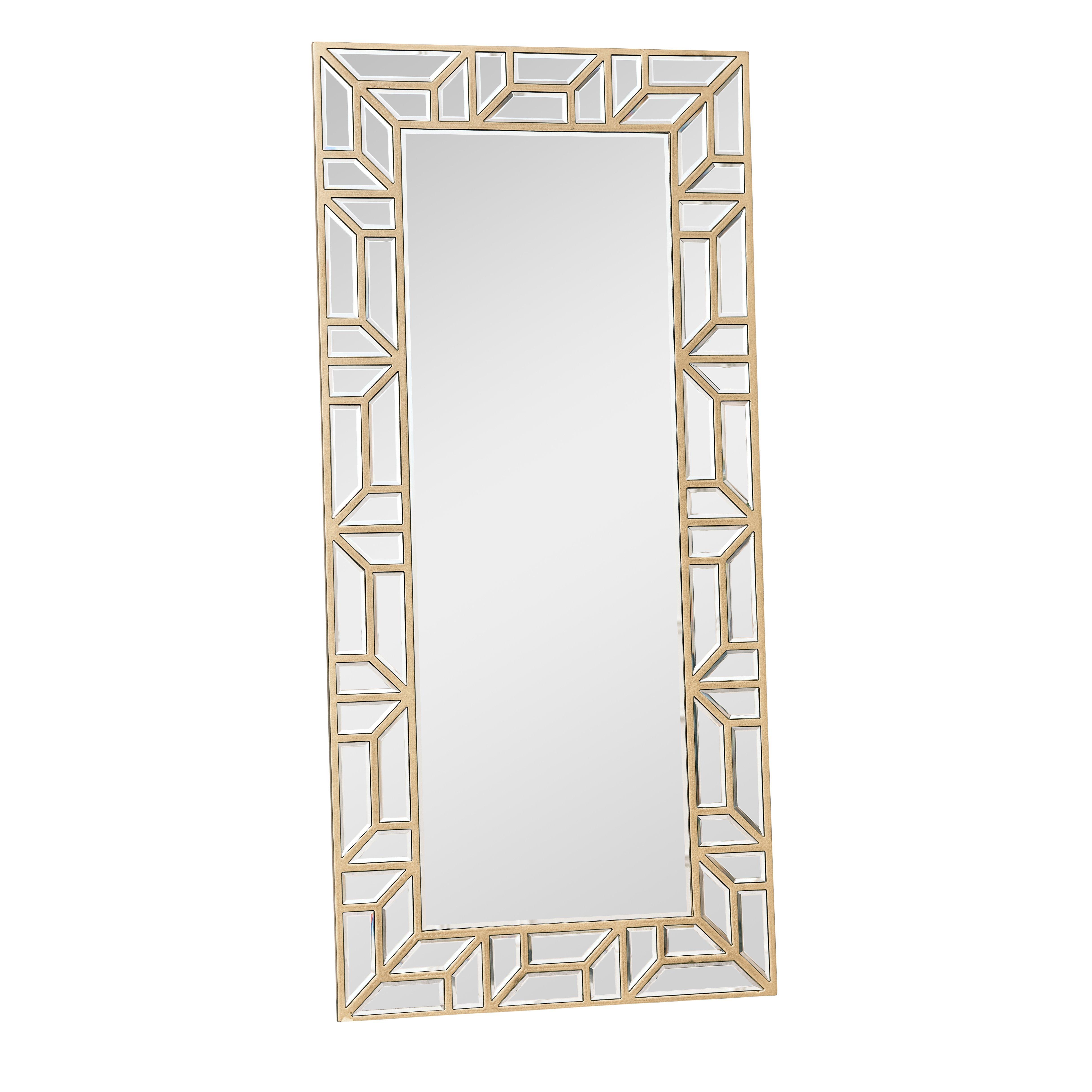Large Gold Geometric Framed Mirror 70cm X 150cm