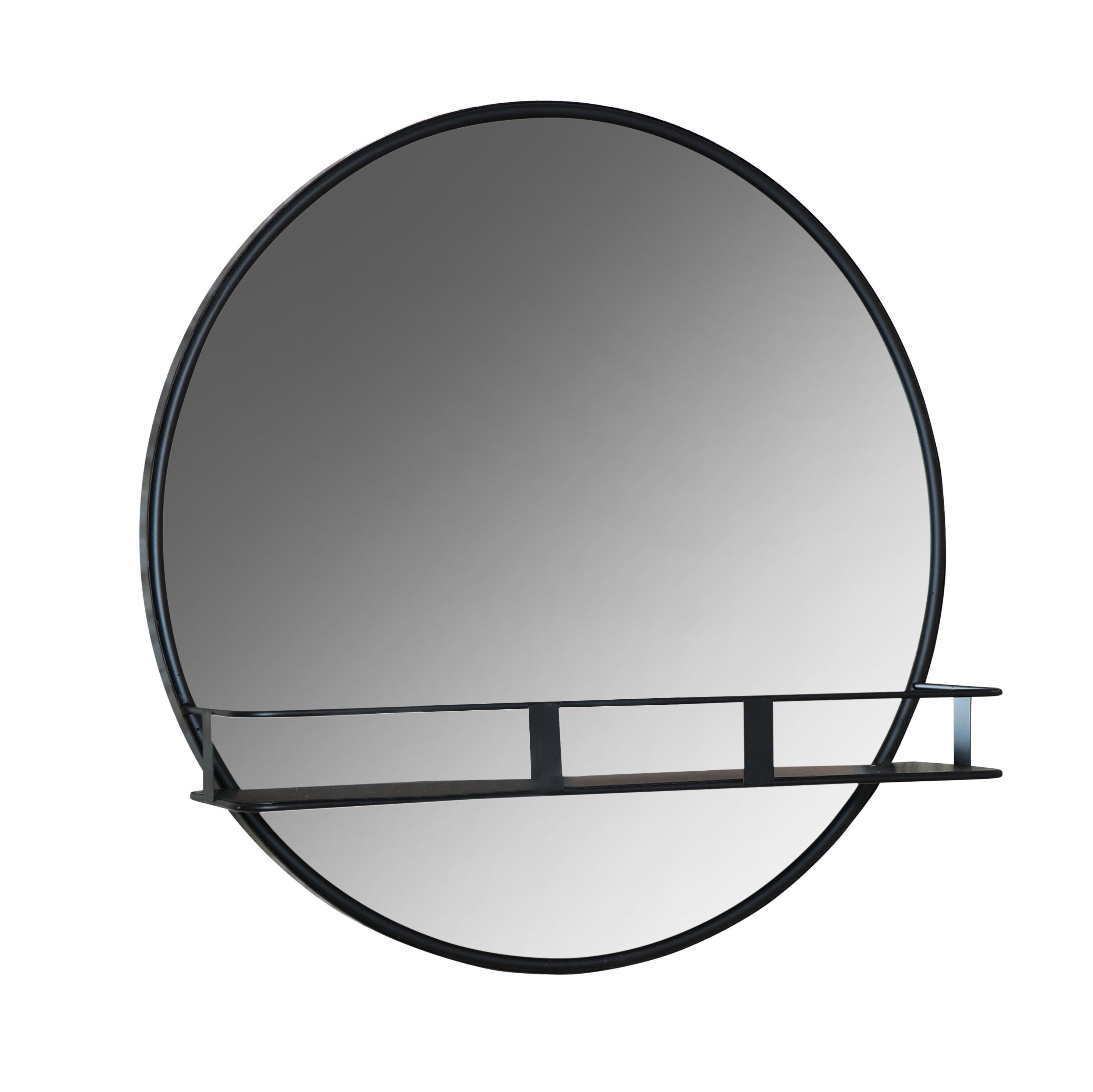 Round Wall Mirror With Shelf