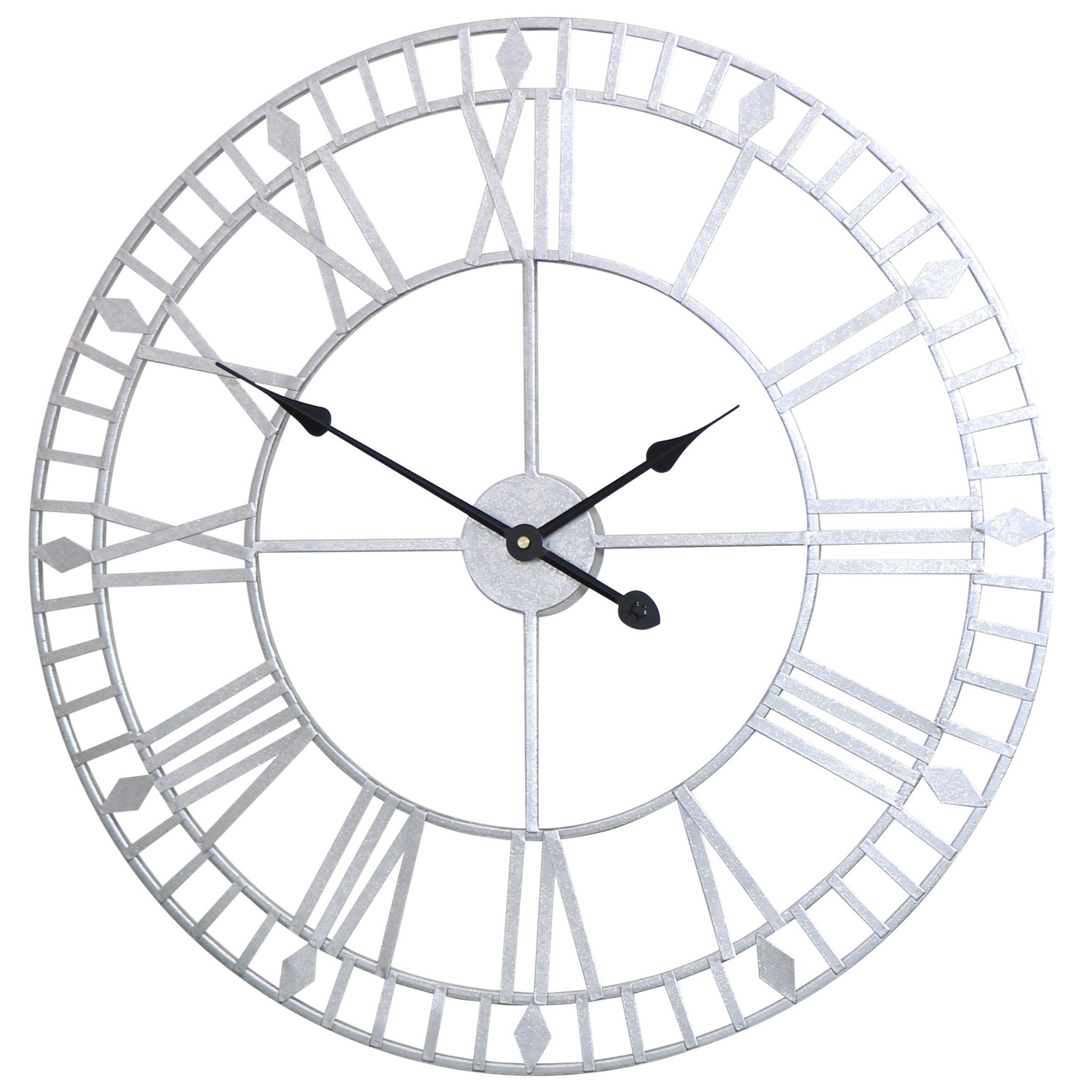 Silver Metal Skeleton Clock 60cm X 60cm