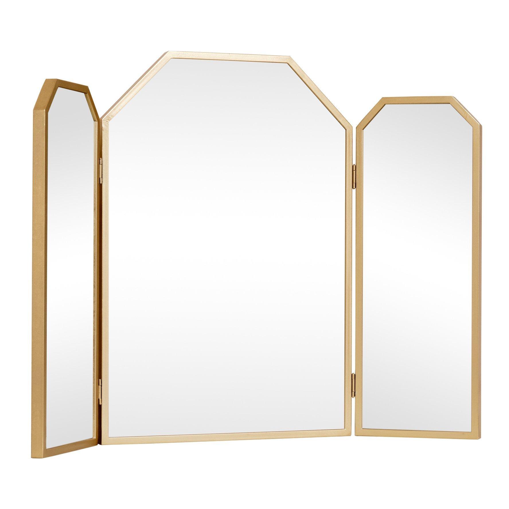 Gold Hexagon Triple Dressing Table Mirror 82cm X 59cm