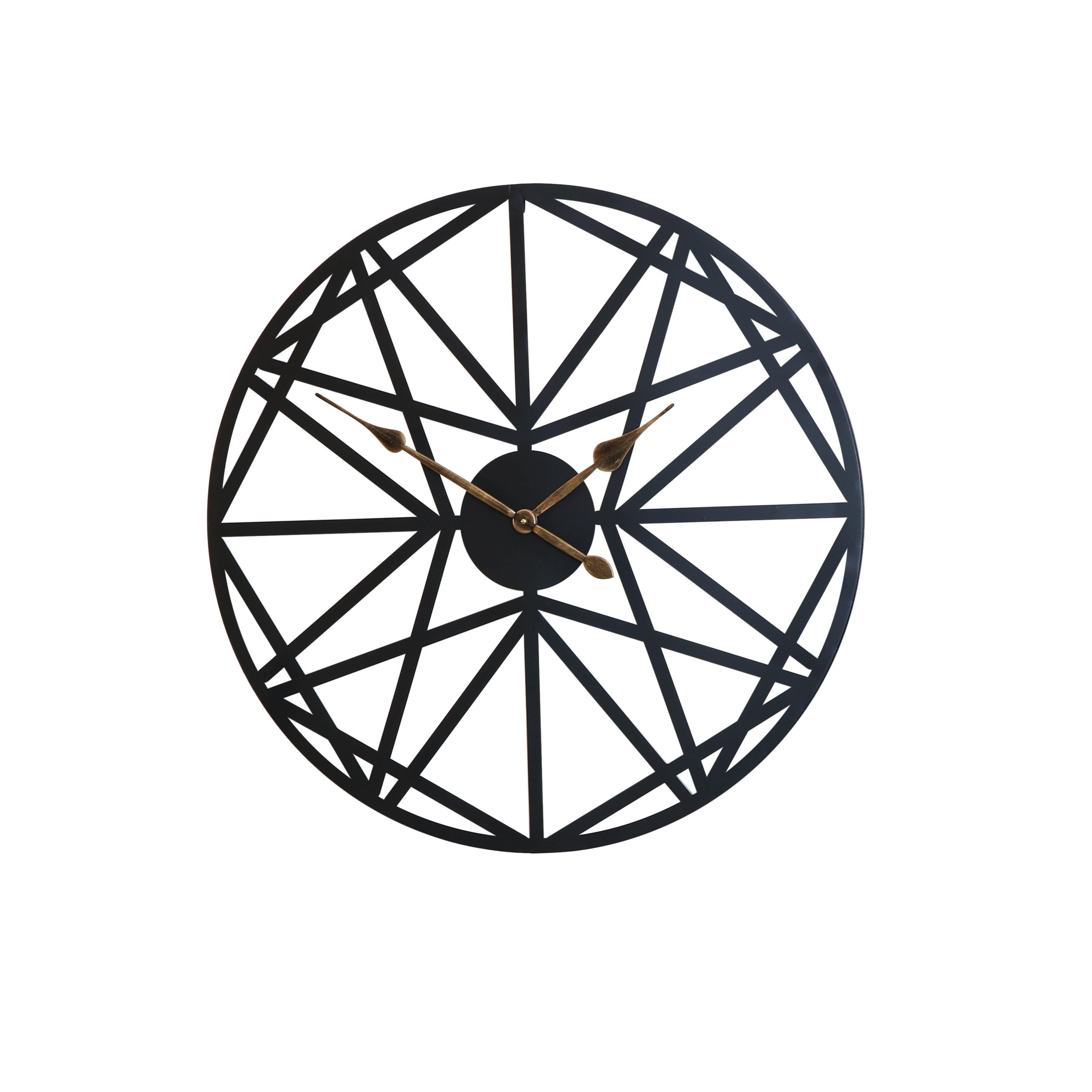 Large Black Geometric Wall Clock 80cm X 80cm