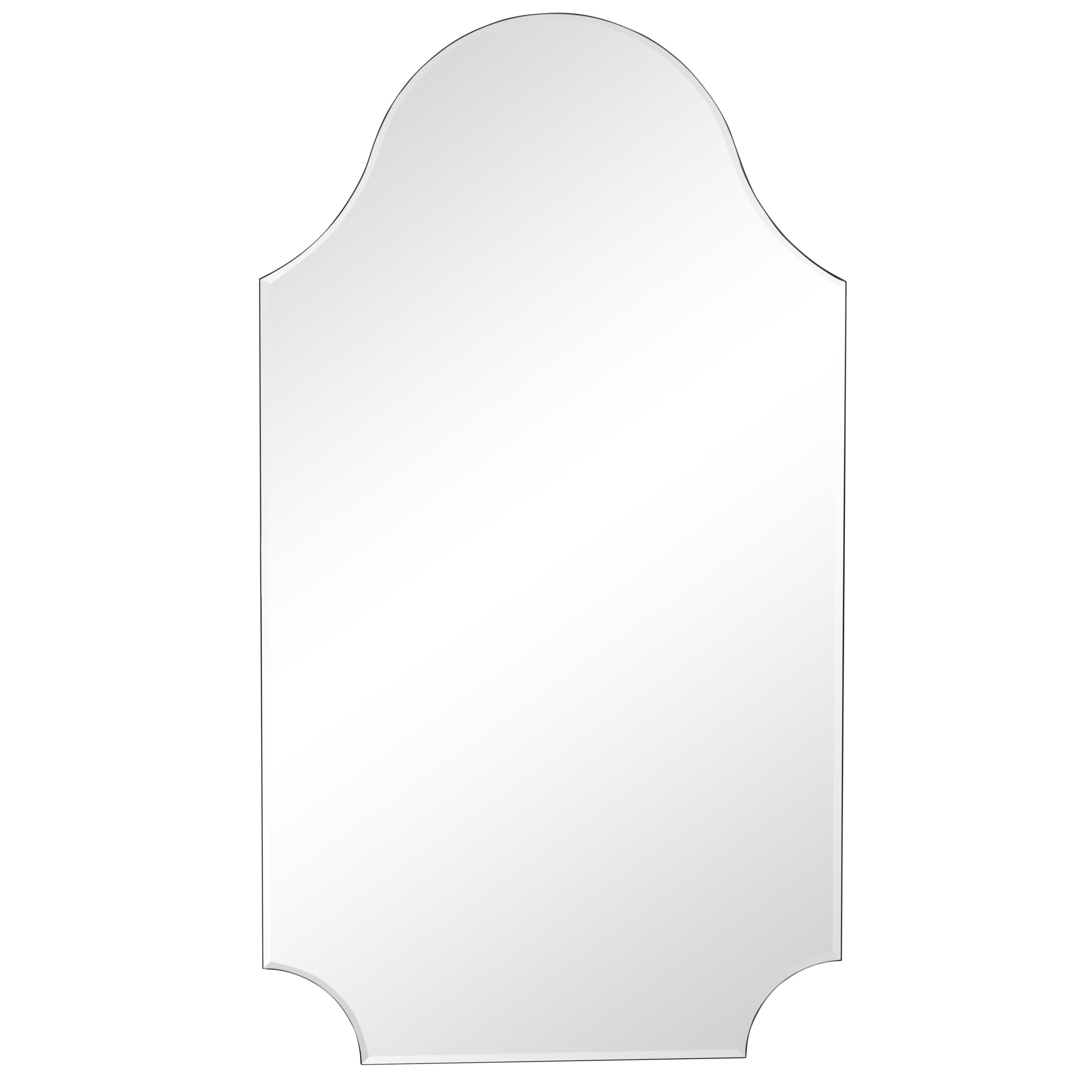 Large Ornate Arch Frameless Bevelled Wall Mirror 80cm X 45cm