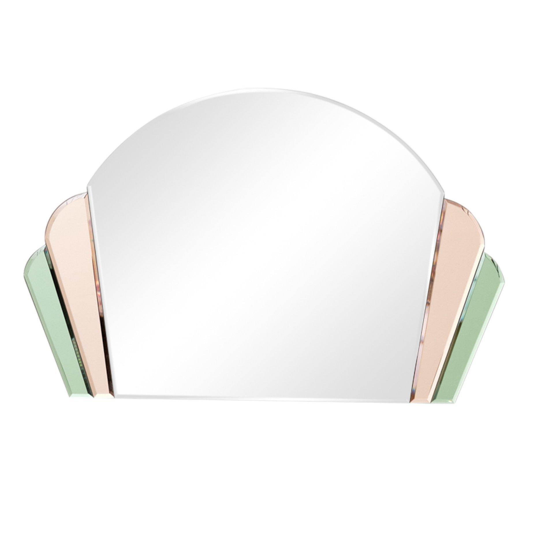 Pink & Green Glass Art Deco Arch Fan Wall Mirror 71cm X 46cm