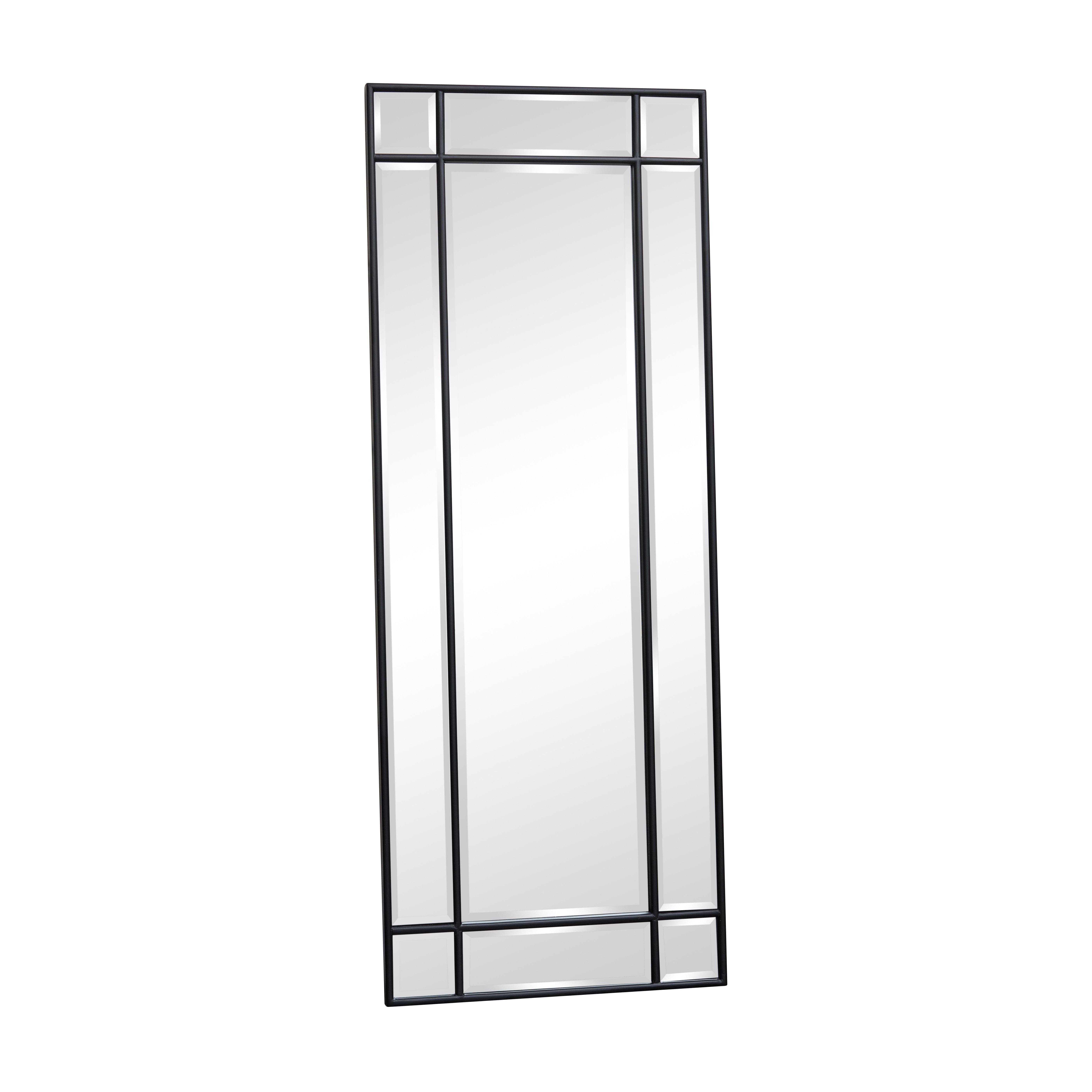 Black Framed Art Deco Wall / Leaner Mirror 142 Cm X 54 Cm