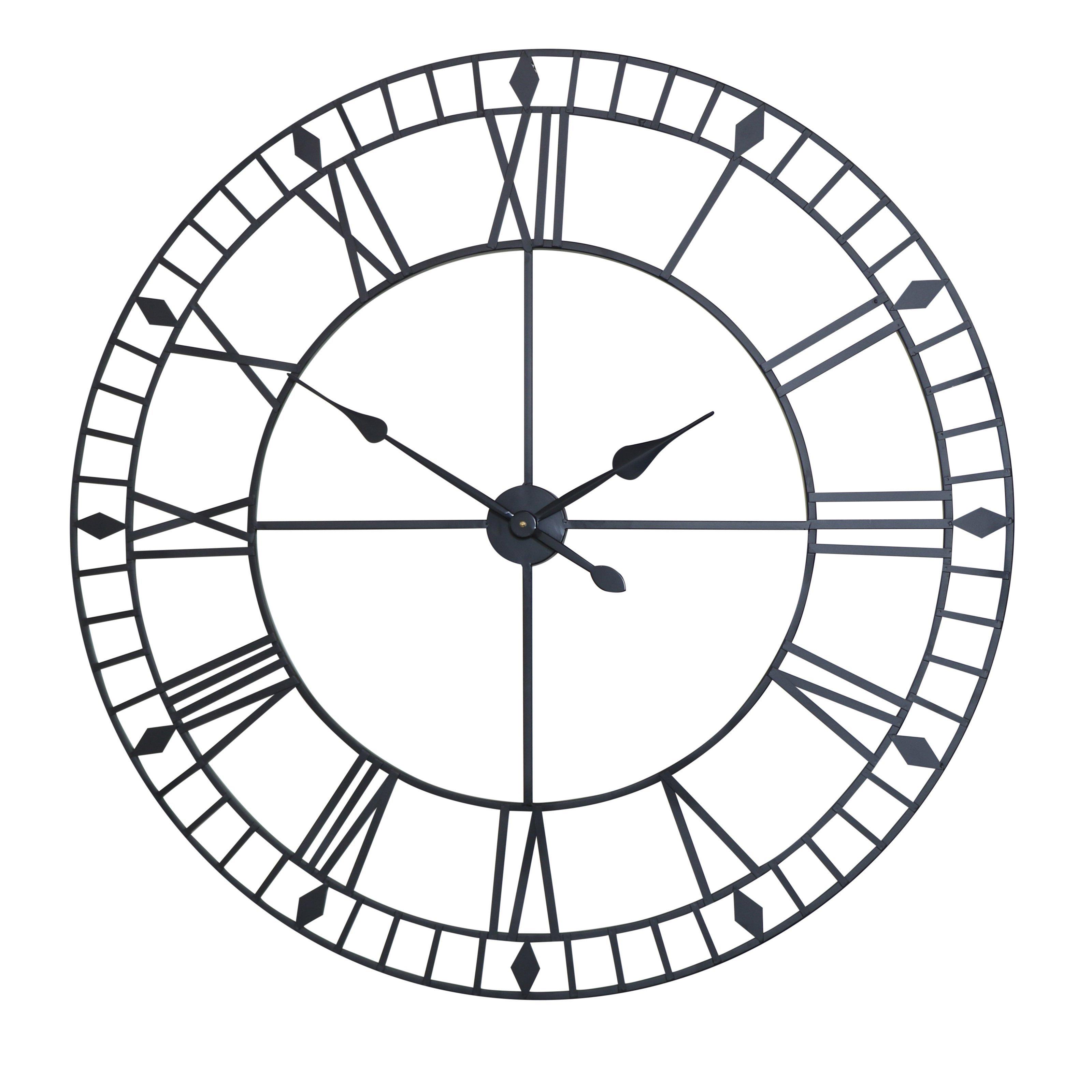Extra Large Black Metal Skeleton Clock 100cm X 100cm