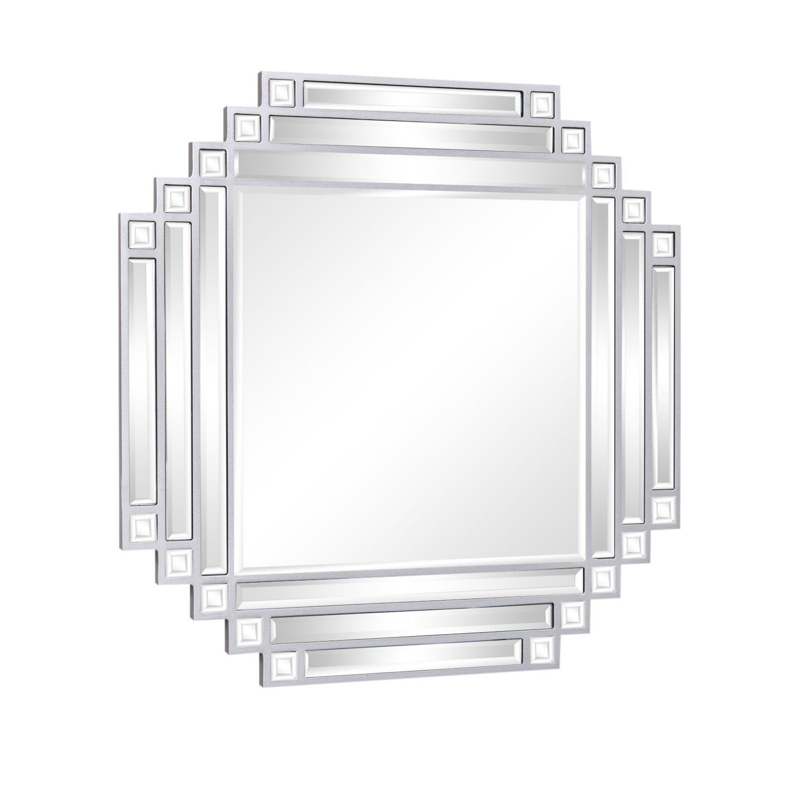 Square Silver Art Deco Fan Wall Mirror 55cm X 55cm