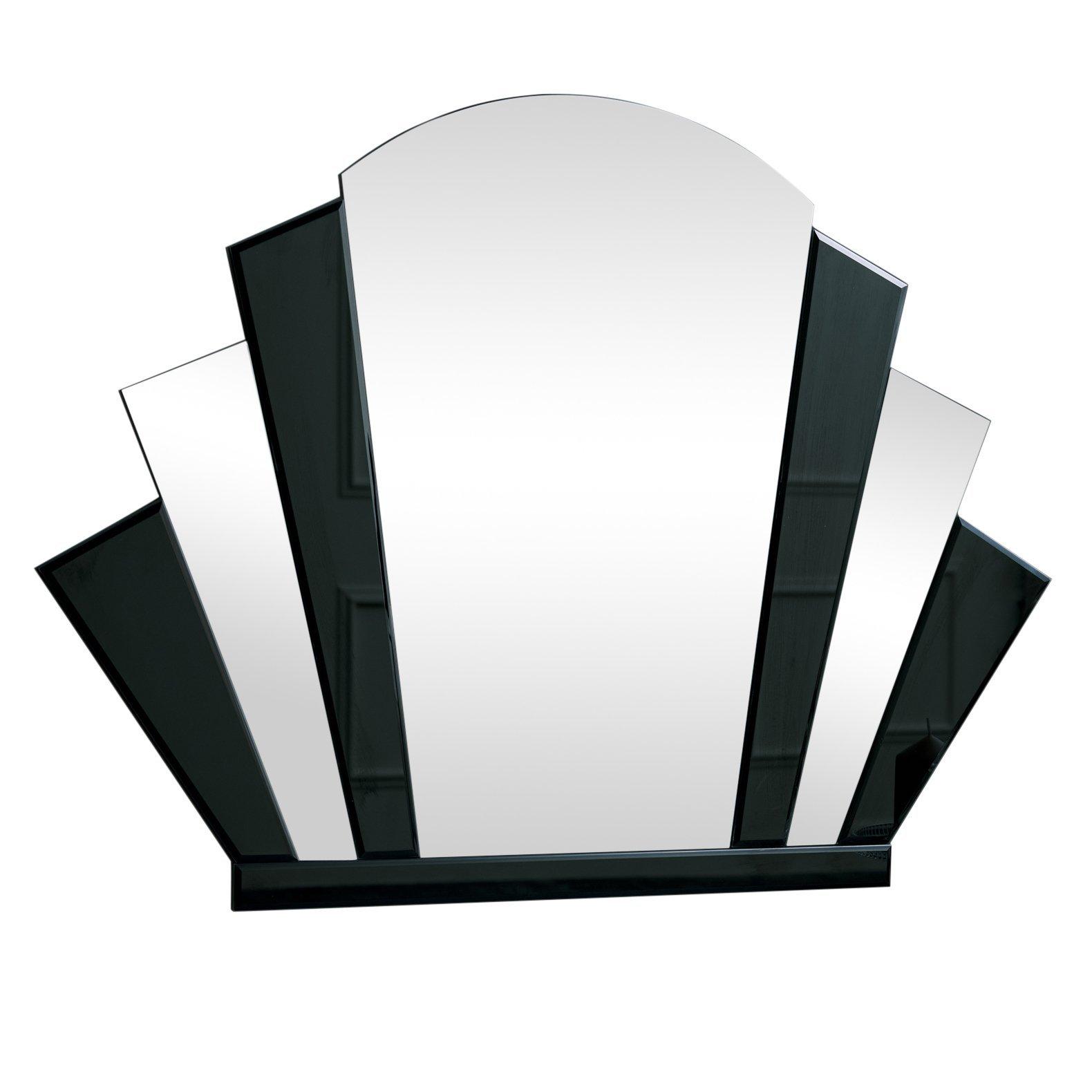 Black Glass Art Deco Arch Fan Wall Mirror 80cm X 60cm