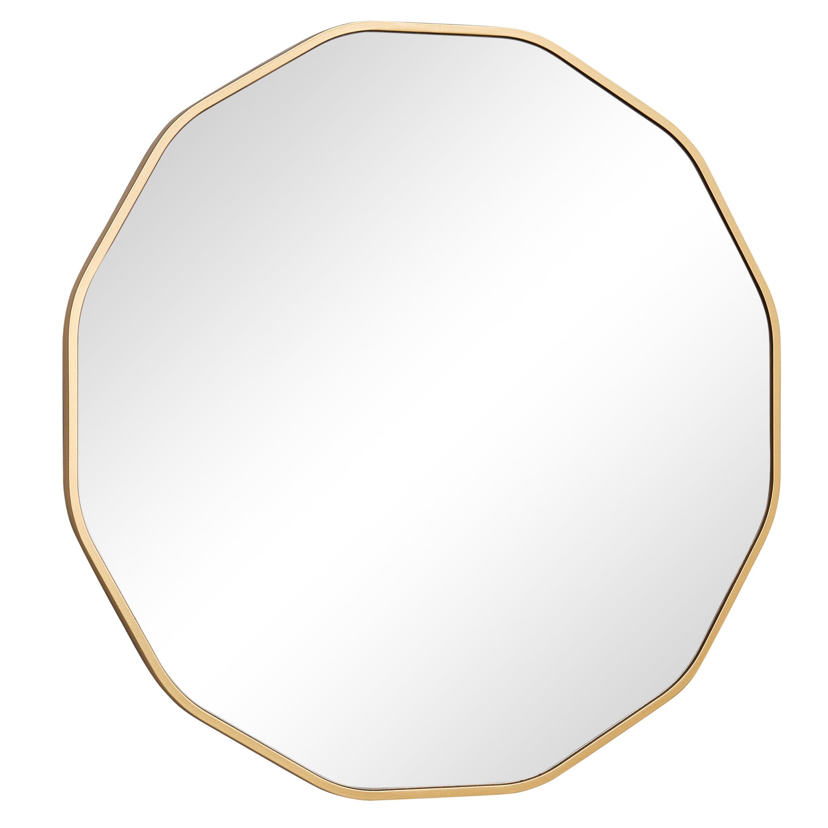 Large Round Gold Scalloped Wall Mirror 90cm X 90cm