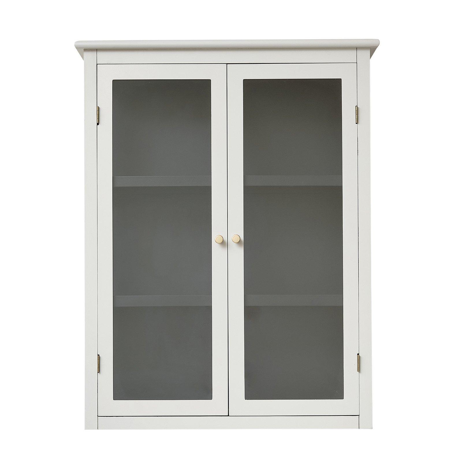 Large Grey & Black Glass Fronted Wall Cabinet 90cm X 70cm