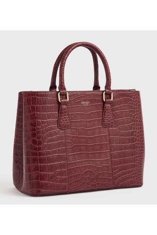 HiDesign Womens Small Red Leather Croc Embossed Handbag Purse 11 x 6