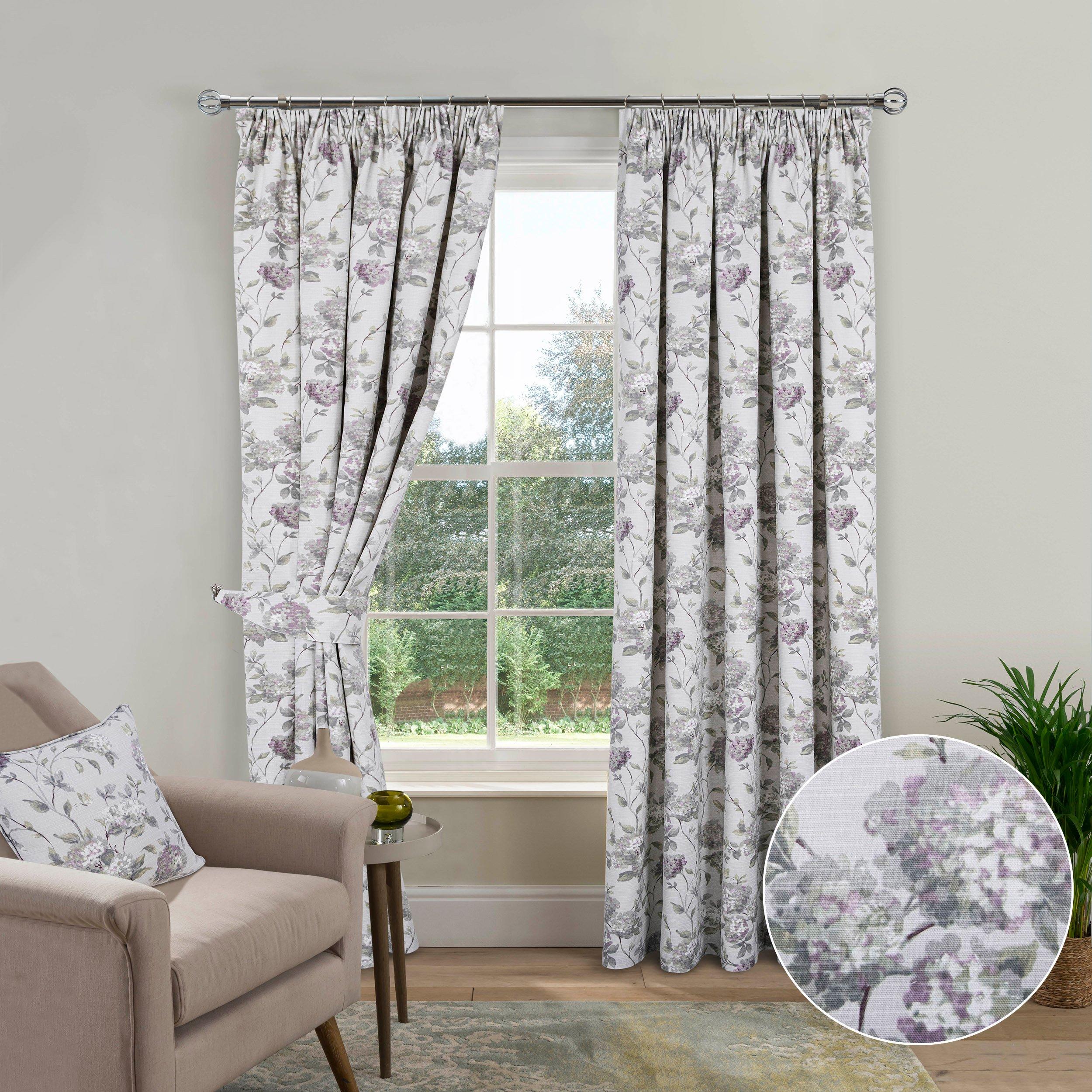 Abbeystead Floral Fully Lined 3 Inch Pencil Pleat Curtains Pair