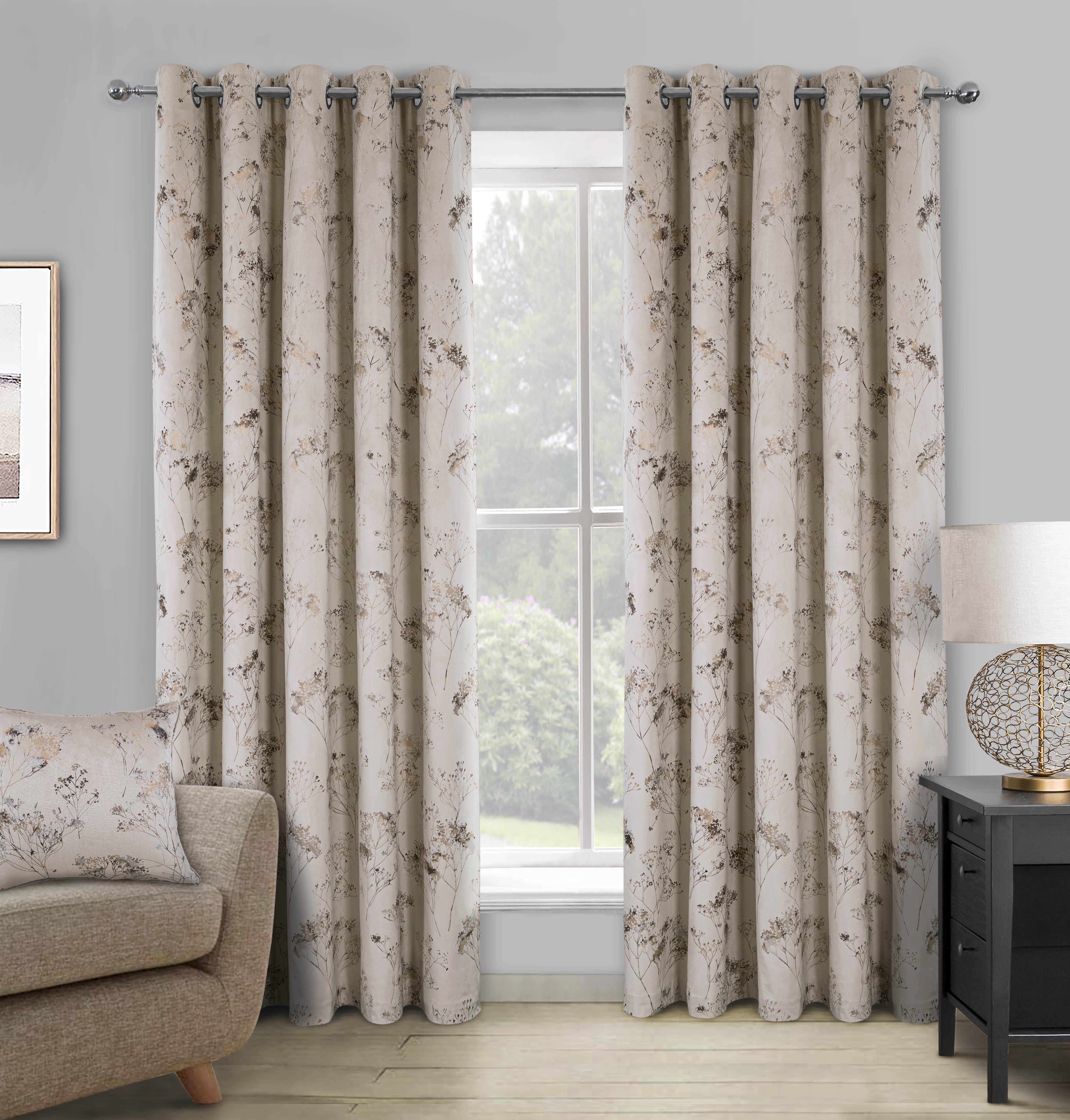 Lucia Floral Thermal Interlined Eyelet Curtains pair