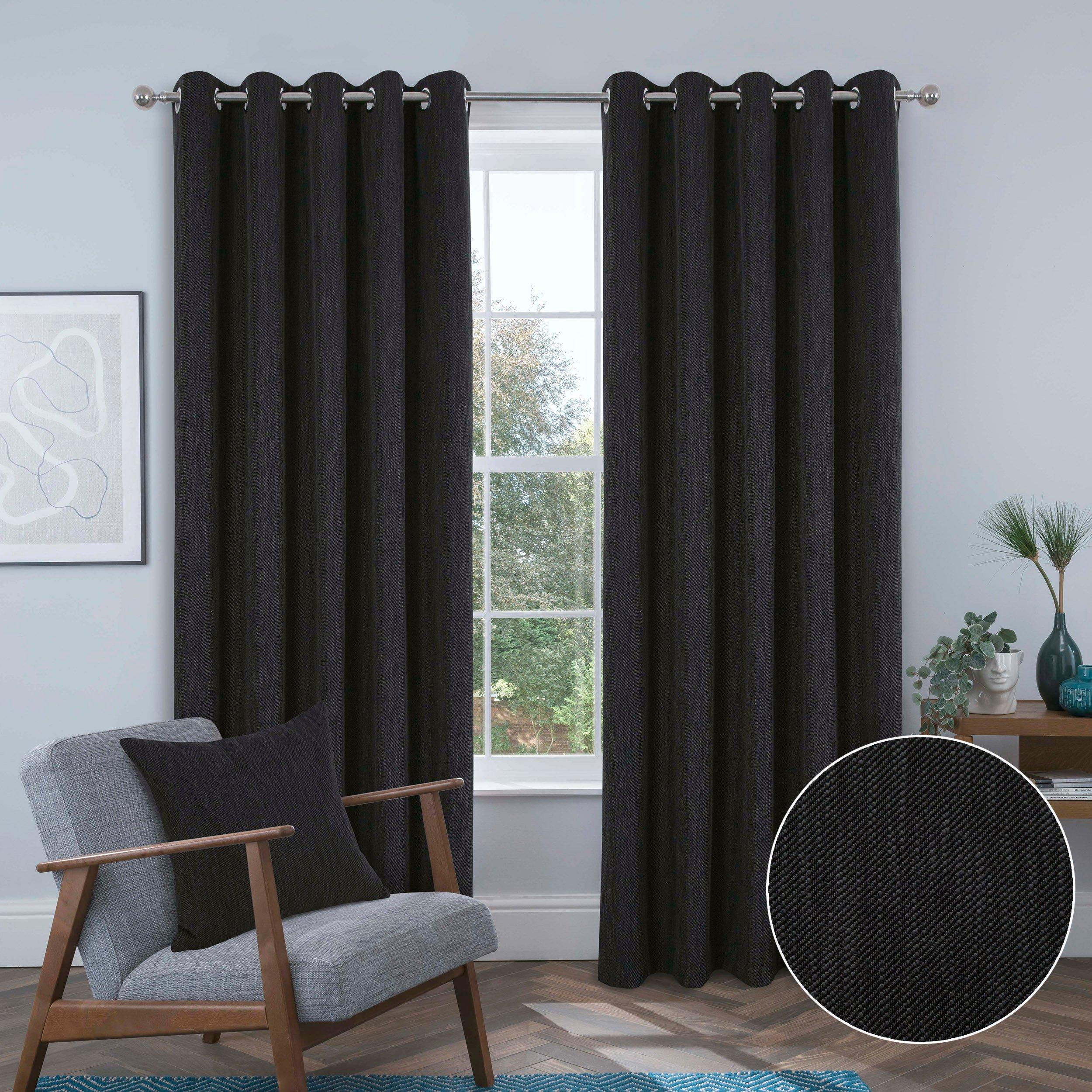Rossi textured Thermal Blackout Lined Eyelet curtains pair