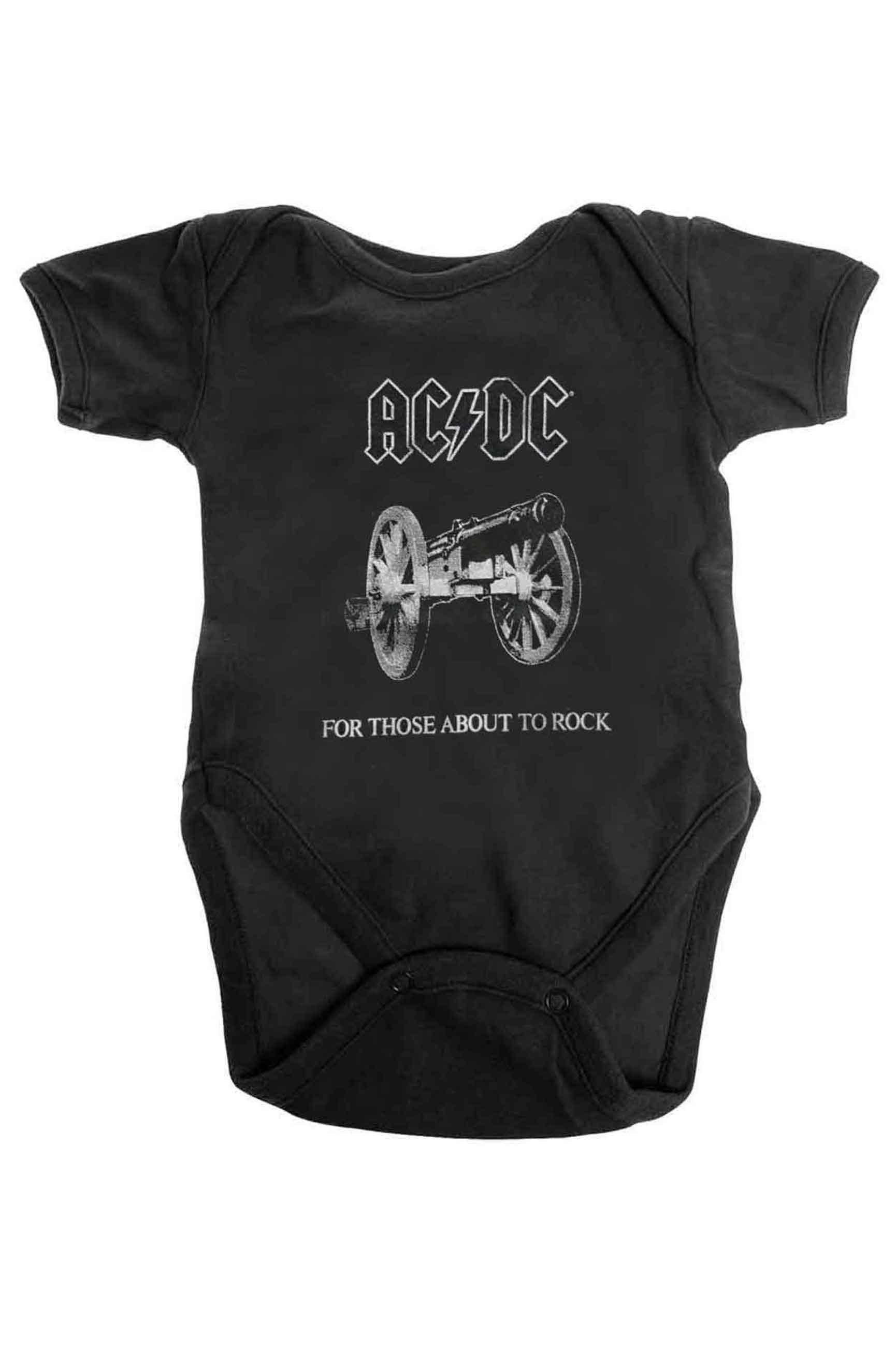 AC/DC Baby Grow About to Rock Band Logo new Official Black 0 to 24 Months