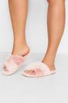 Yours Faux Fur Cross Strap Slippers thumbnail 1