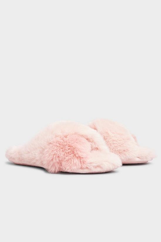 Yours Faux Fur Cross Strap Slippers 2