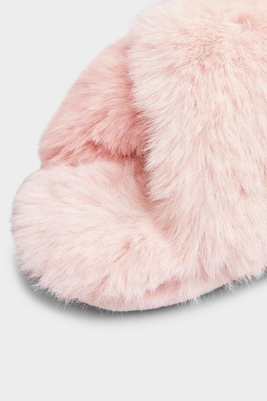 Yours Faux Fur Cross Strap Slippers 4