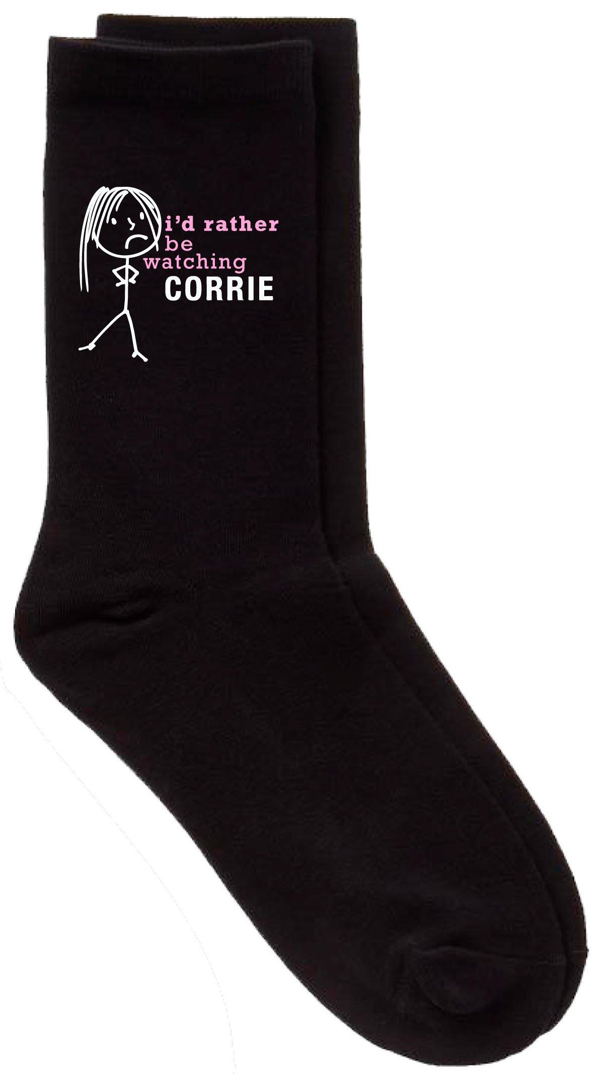 Ladies I'd Rather Watching Corrie Black Socks