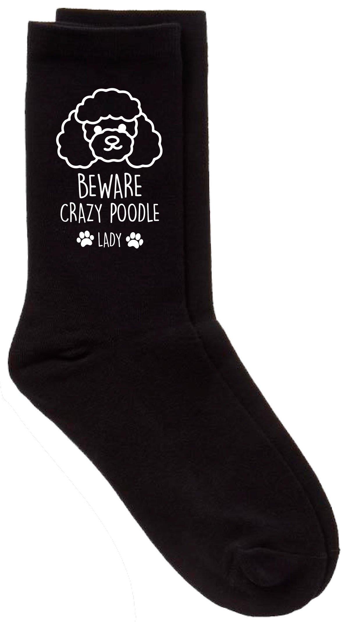 Beware Crazy Poodle Lady Black Socks