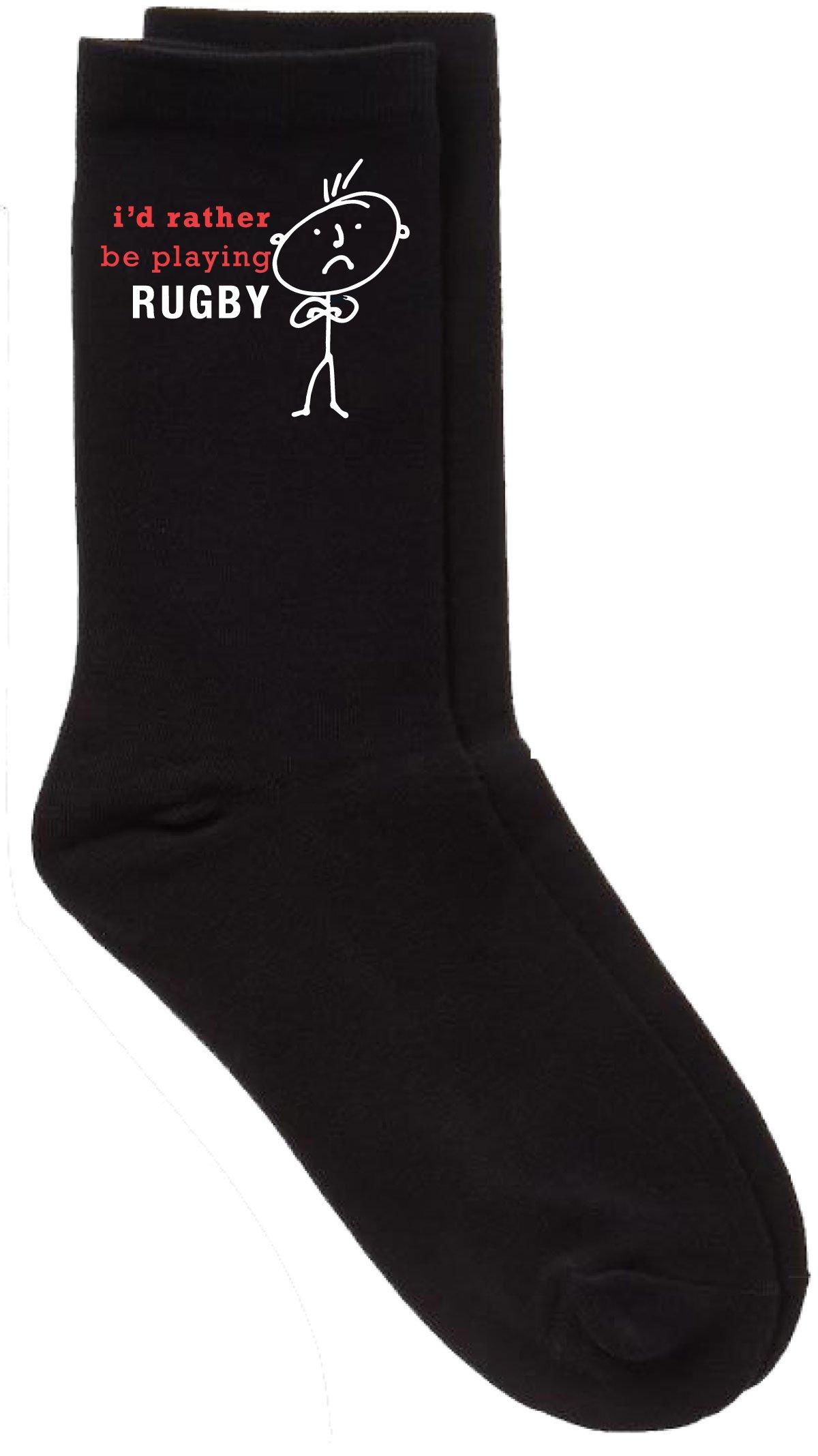 Mens Rather Be Playing Rugby Black Calf Socks