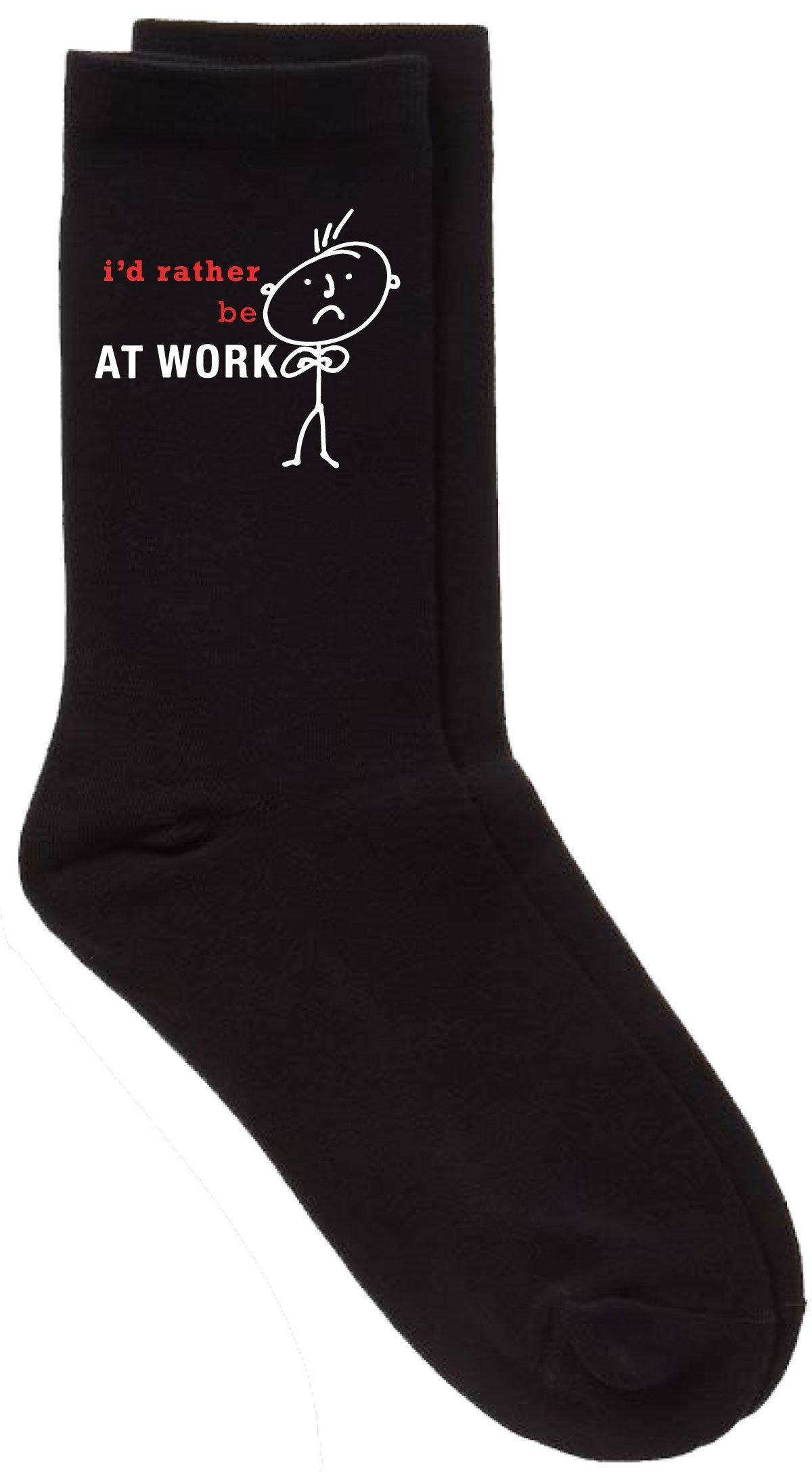 Men's I'd Rather Be At Work Black Calf Socks