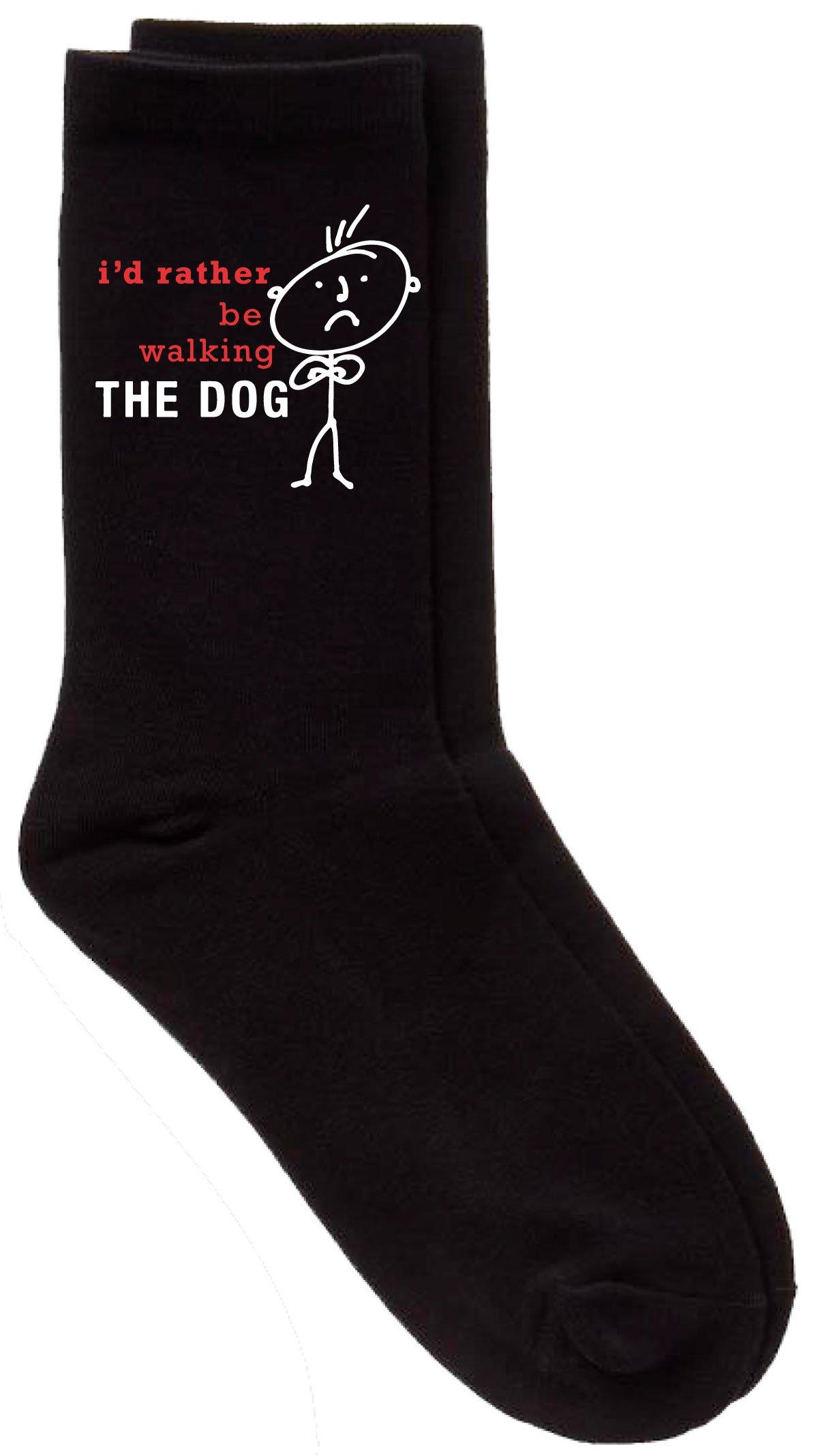 Men's I'd Rather Be Walking The Dog Black Calf Socks