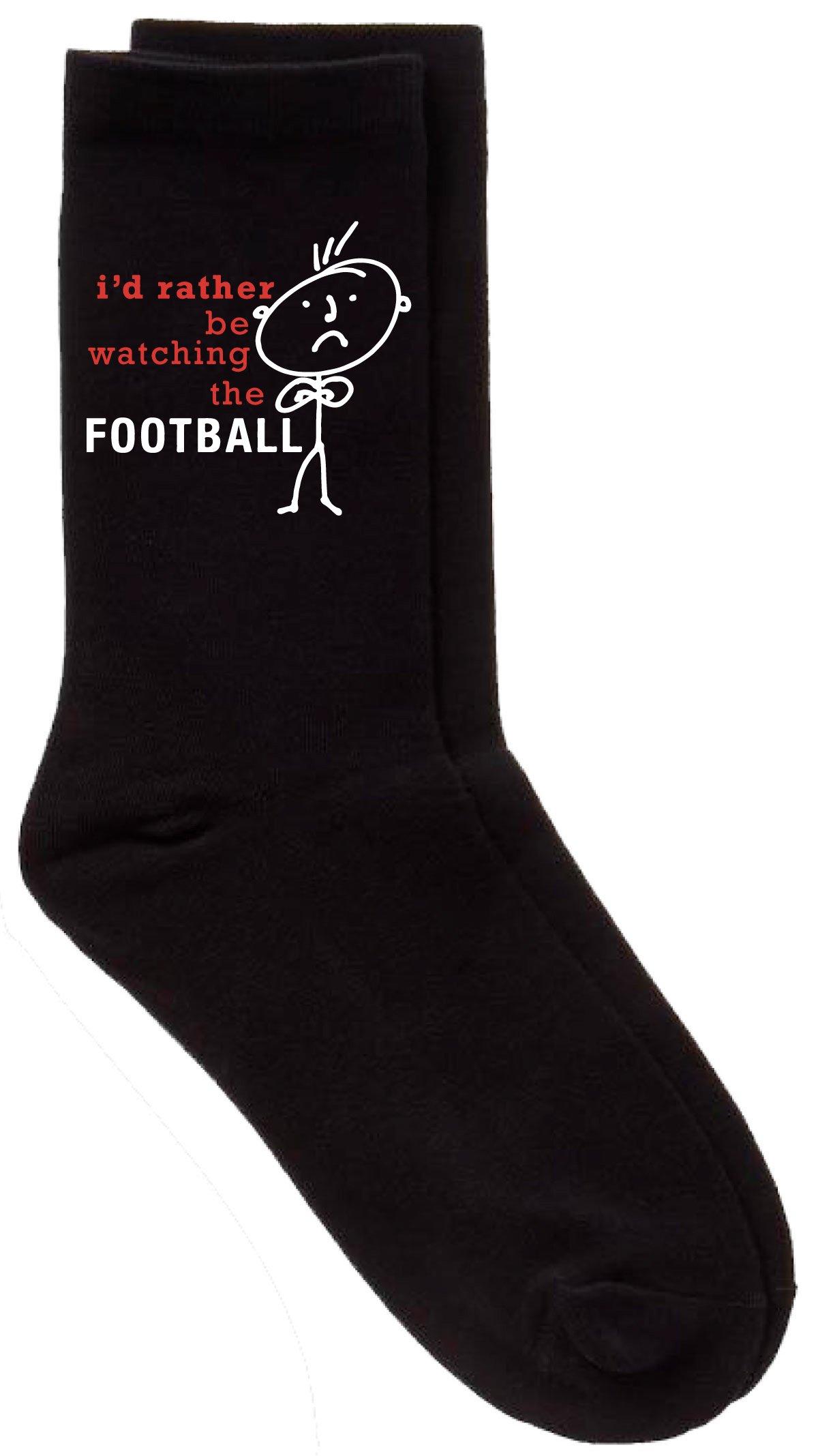 Men's I'd Rather Be Watching Football Black Calf Socks