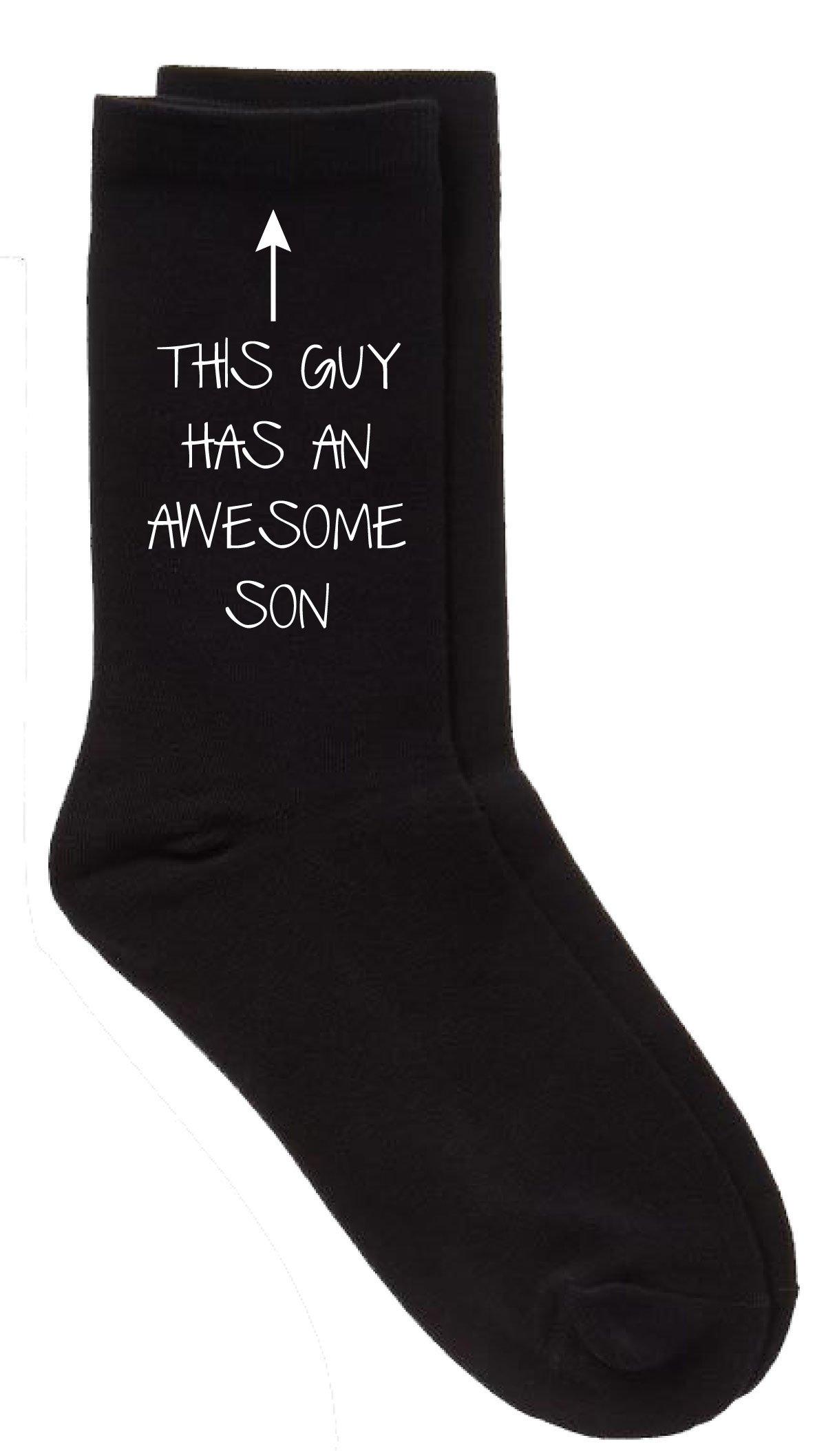 Mens This Guy Has An Awesome Son Black Calf Socks