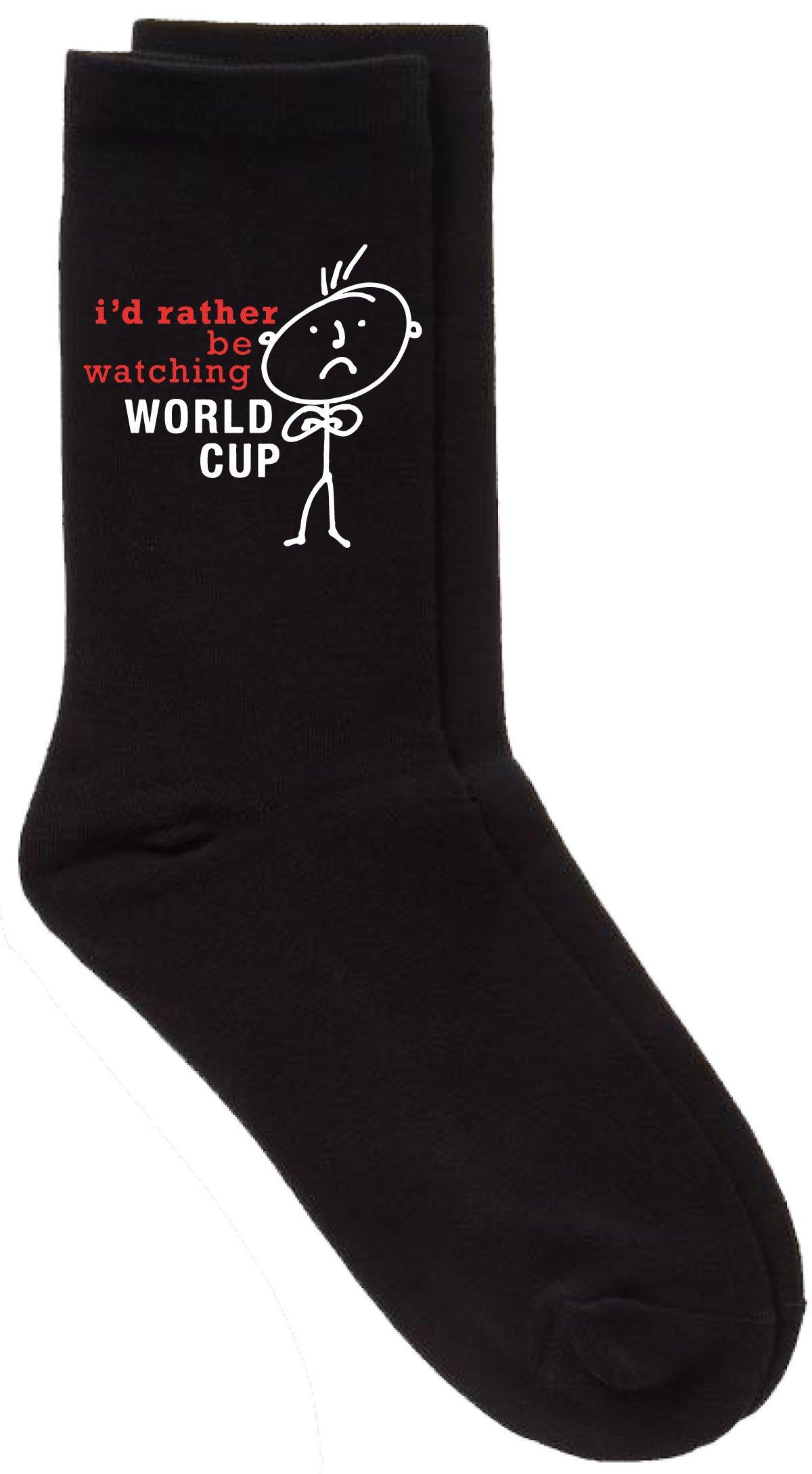 Men's I'd Rather Be Watching The World Cup Black Calf Socks