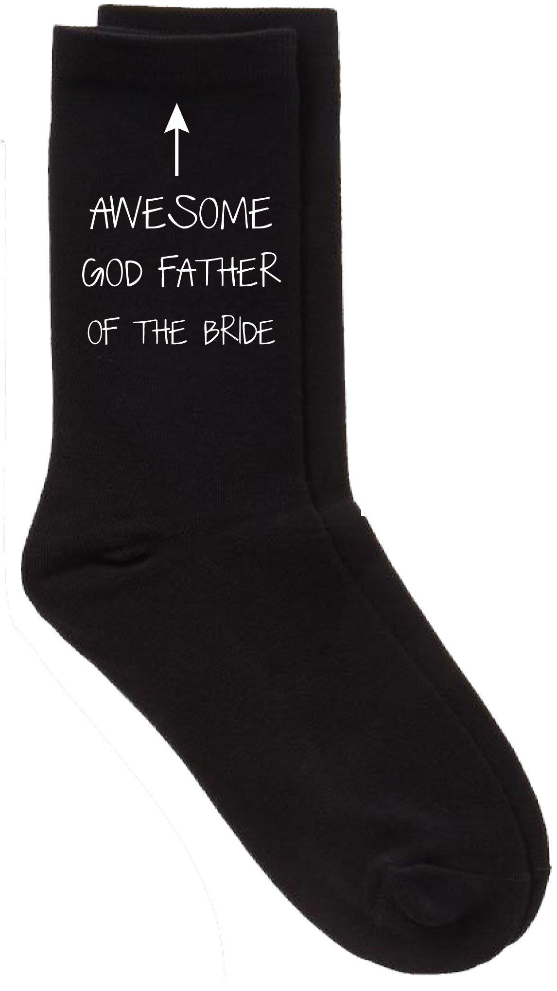 Mens Awesome God Father Of The Bride Black Calf Socks