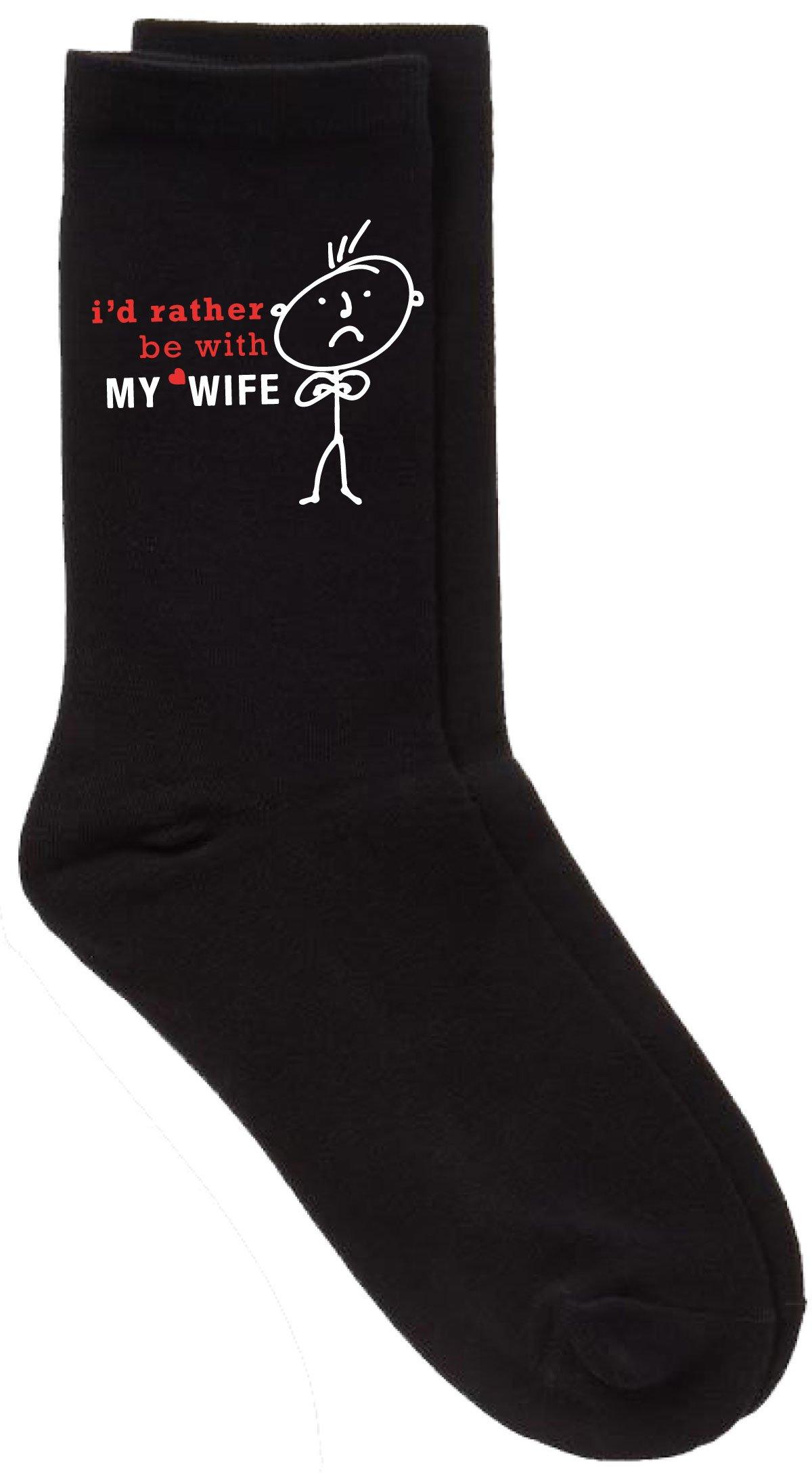 I'd Rather Be With My Fiance Black Calf Socks
