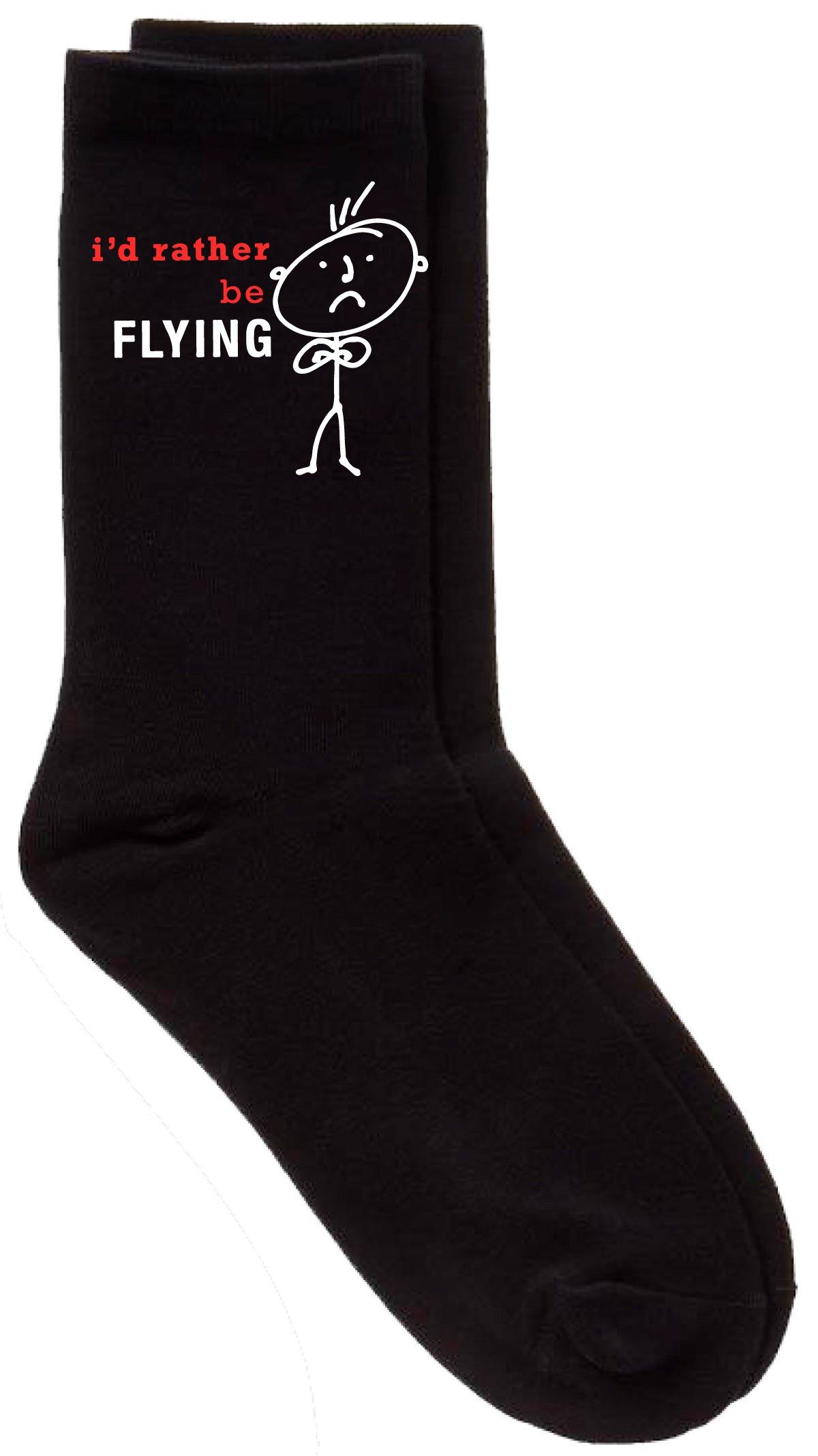 I'd Rather Be Flying Black Calf Socks