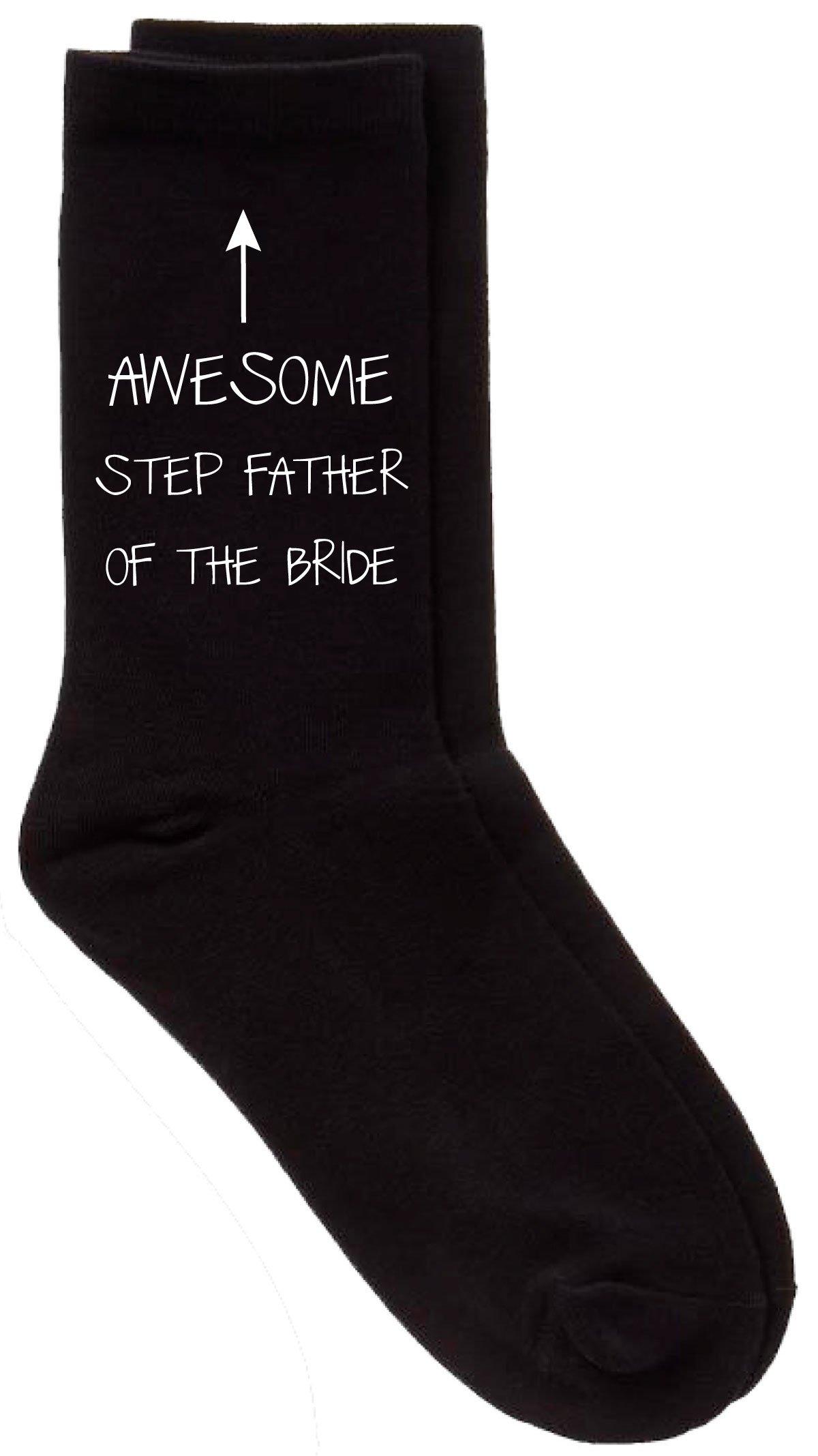 Awesome Step Father Of The Bride Black Calf Socks