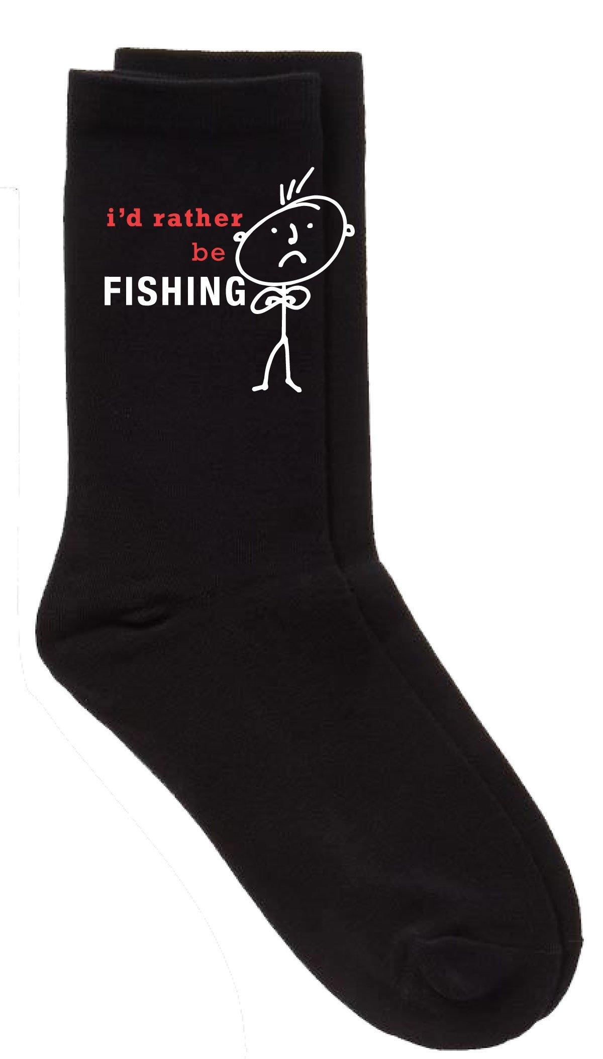 I'd Rather Be Fishing Black Calf Socks