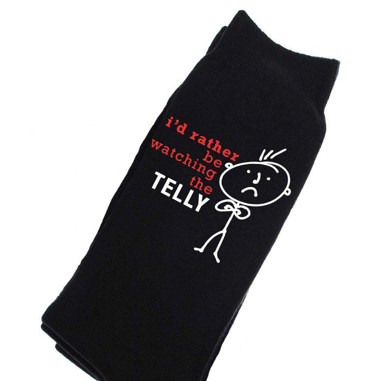 I'd Rather Be Watching The Telly Black Calf Socks