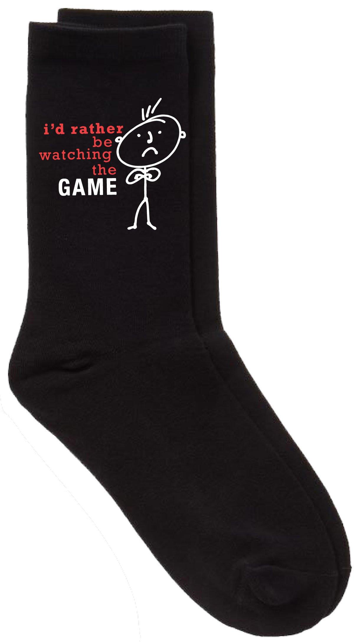 I'd Rather Be Watching The Game Black Calf Socks